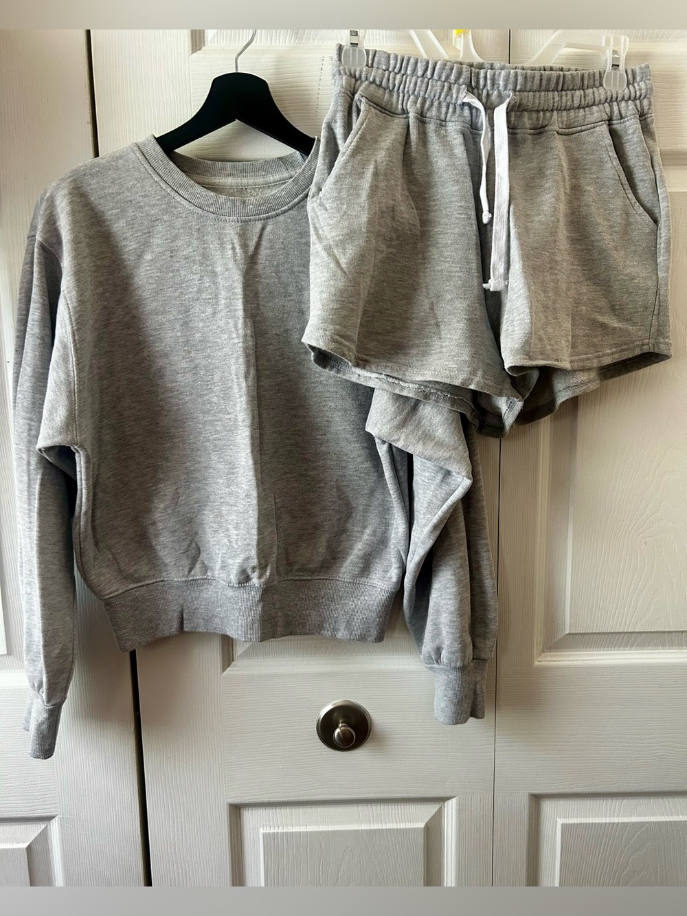 Fashion Nova Gray Sweat Set | Long Sleeve & Pocket Shorts | Medium